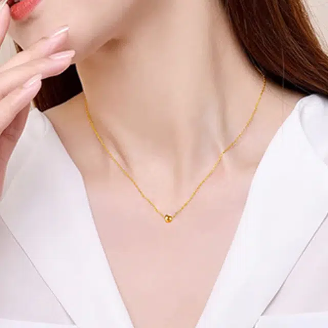 水贝之星 金珠 简约几何设计精致轻奢高级感 足金 一口价 黄金项链 男女同款情侣款