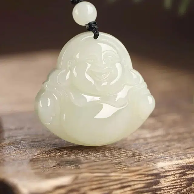 水贝之星 弥勒佛佛头 国潮复古新中式温润吉祥精致立体笑面大肚佛平安顺遂编织绳锁骨链 玉髓 玉石项链 男女同款情侣款