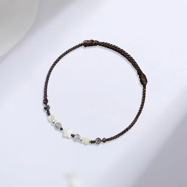 水贝之星 星星银河 甜美精致小清新简约时尚优雅气质百搭闪耀灵动梦幻五角星可调节编织绳手饰 织物 手链 男女同款情侣款
