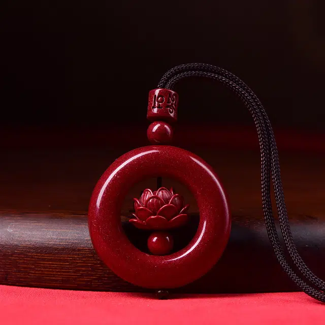 水贝之星 紫金莲花 国潮复古新中式花开富贵福佑平安好运莲莲简约精致创意设计编织绳锁骨链 再造辰砂朱砂 项链 男女同款情侣款