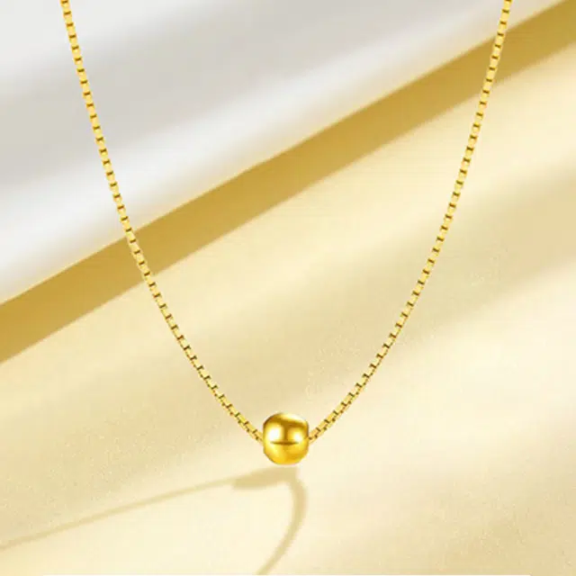 水贝之星 金珠 简约几何设计精致轻奢高级感 足金 一口价 黄金项链 男女同款情侣款