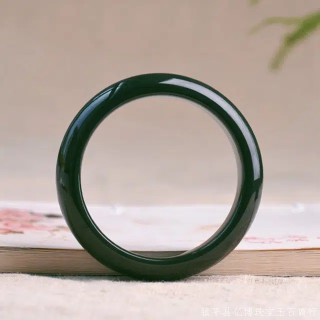 水贝之星 水墨黑青 复古民族风精致温婉细腻莹润剔透气质优雅宫廷风素圈闭口手饰 玉髓 玉石手镯 男女同款情侣款