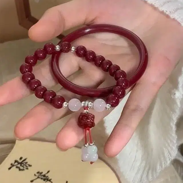 水贝之星 鸿鹄醒狮 国潮复古新中式精致霸气本命年招财醒狮转运珠事事如意开运手饰 玻璃 手串 男女同款情侣款