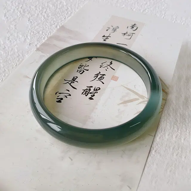 水贝之星 库里蓝扁条 复古民族风新中式精致素雅古韵轻奢气质百搭森系小清新冰透青蓝显白手饰 玉髓 玉石手镯 男女同款情侣款