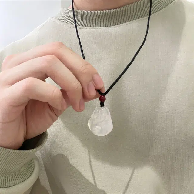 水贝之星 弥勒佛观音 国潮复古新中式精致晶莹剔透小众立体佛像编织绳锁骨链 玉髓 玉石项链 男女同款情侣款