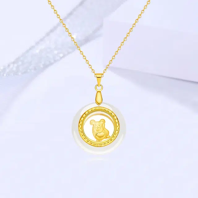 百利金 十二生肖时来运转 金镶玉轻奢国潮复古新中式本命年生肖龙创意设计吊坠 合金 项链 男女同款情侣款
