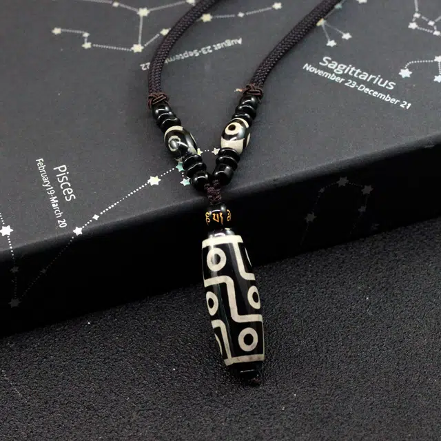 百利金 九眼天珠 国潮复古新中式简约精致霸气做旧平安转运创意设计手工编织绳转运珠 玛瑙 项链 男女同款情侣款