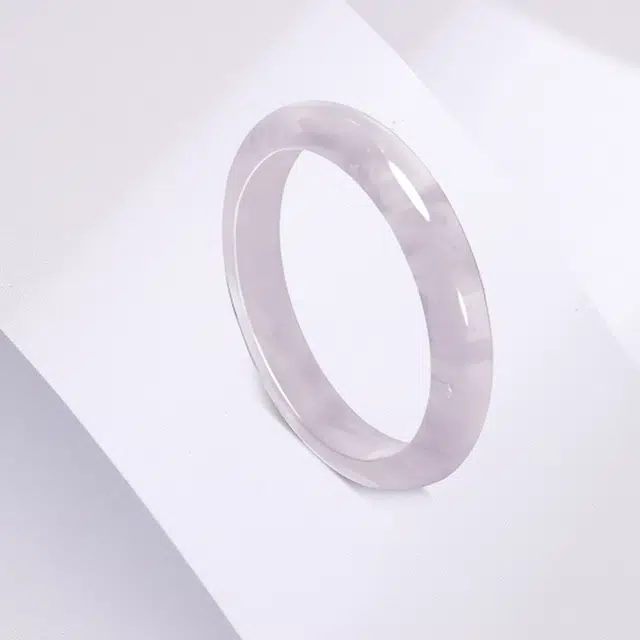 百利金 薰衣草紫 典雅大气复古民族风小众设计莹润冰透素圈闭口 水晶 玉石手镯 男女同款情侣款