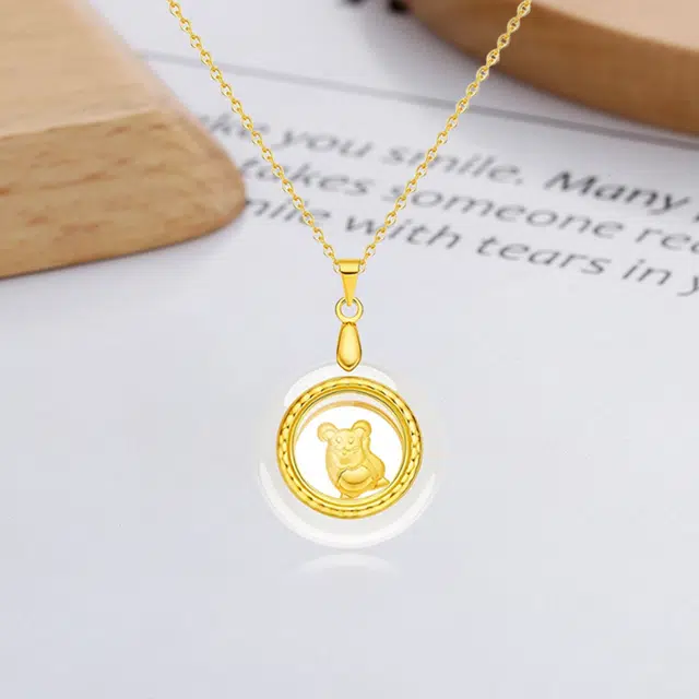 百利金 十二生肖时来运转 金镶玉轻奢国潮复古新中式本命年生肖龙创意设计吊坠 合金 项链 男女同款情侣款