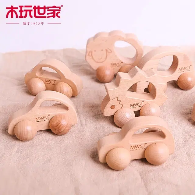 木玩世家 木质惯性车小汽车 抓取/运动力培养 早教益智玩具