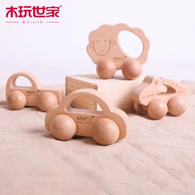 木玩世家 木质惯性车小汽车 抓取/运动力培养 早教益智玩具
