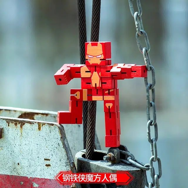 木玩世家 蜘蛛侠 魔方人偶 漫威复仇者联盟 木制手办 钢铁侠美国队长 影视周边