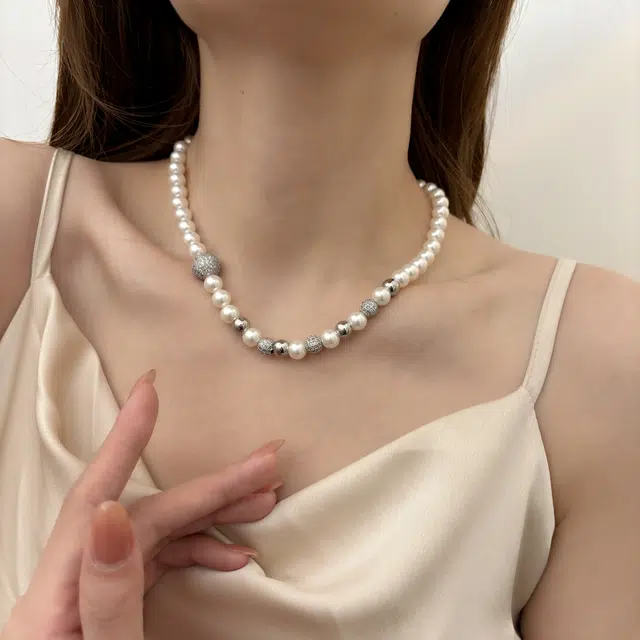 都爵 圆珠欧美气质优雅个性轻奢锁骨链小众高级感锆石闪闪发光 人造珍珠 项链 女款