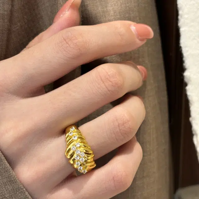 都爵 高级感复古轻奢优雅小众羽毛设计法式古感气质 铜 戒指 女款