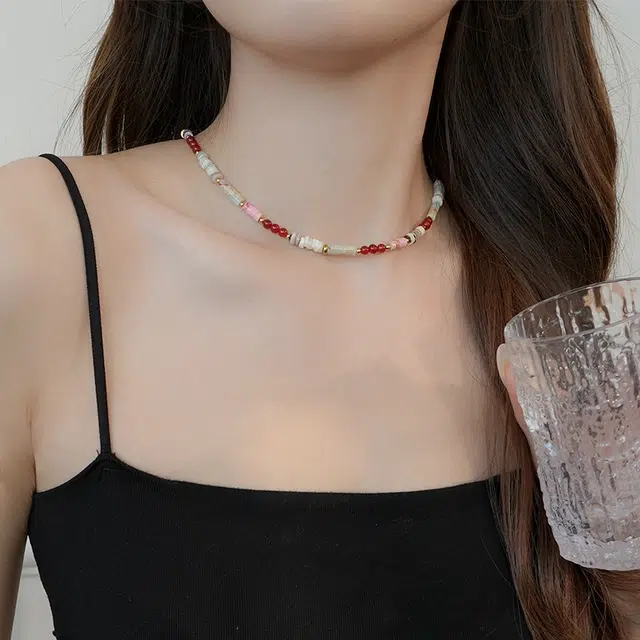都爵 法式复古风民族风串新中式小众设计 石头 贝壳 项链 女款