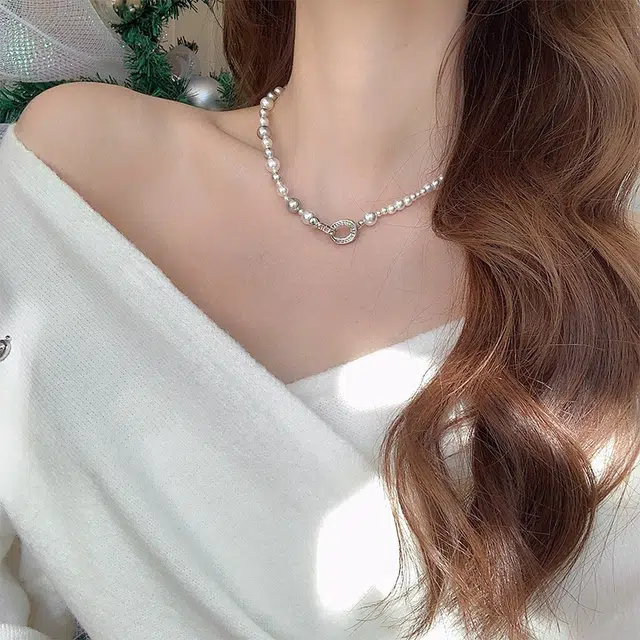 都爵 气质高级感秋冬真多麻仿珍珠锁骨链 轻奢小众气质 铜 项链 女款