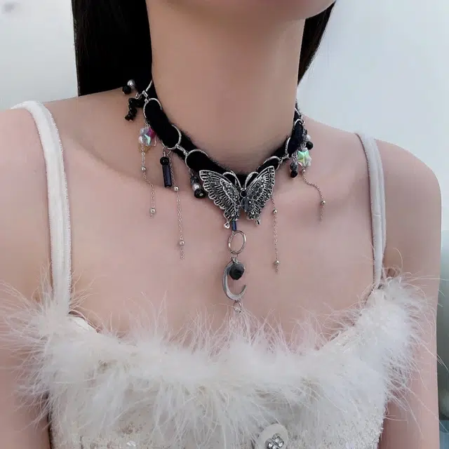 都爵 复古小众设计暗黑甜辣蝴蝶 合金 项链 女款