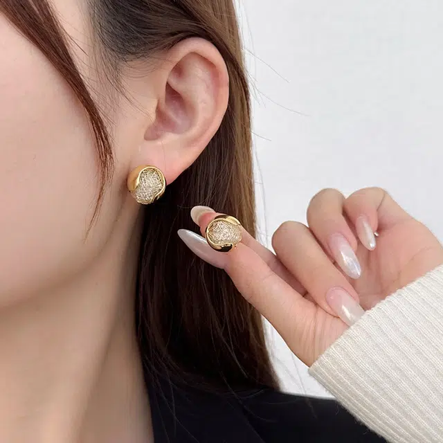 都爵 铜丝隔离球形耳饰空心球内铺满 锆石 耳环 女款