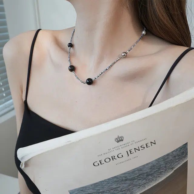 都爵 高级感满天星碎银子 黑胆石 项链 女款