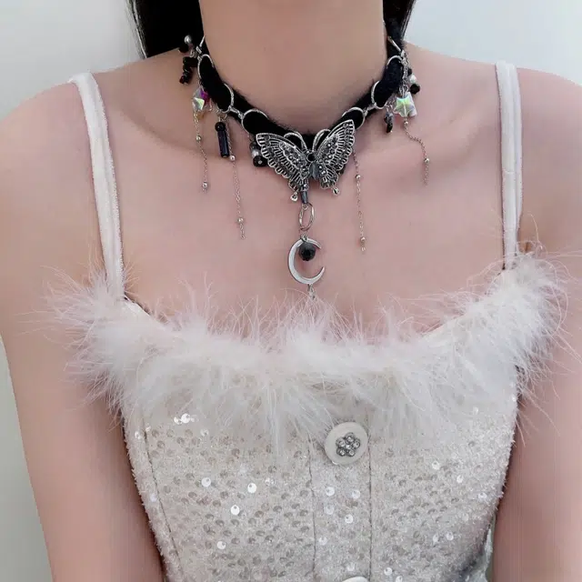 都爵 复古小众设计暗黑甜辣蝴蝶 合金 项链 女款