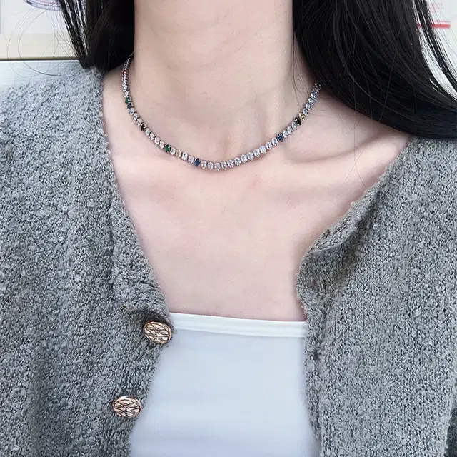 都爵 甜酷少女彩色宝石潮流轻奢气质锁骨链小众设计马眼 锆石 项链 女款