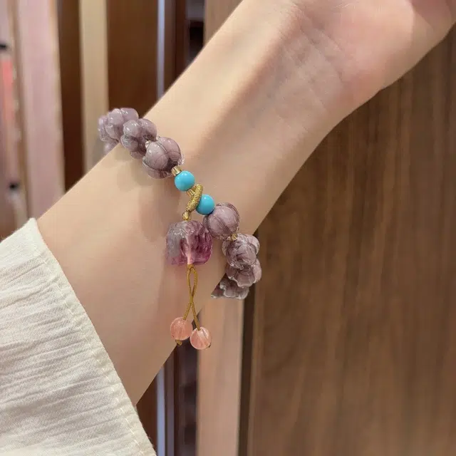 都爵 幻紫香灰色梦幻冷淡风酷夏天冰清醒狮个性小众 琉璃 手链 男女同款情侣款