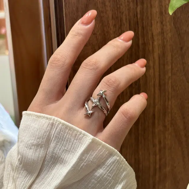 都爵 暗黑风小众设计不规则四芒星设计开口戒冷淡风个性高级感 铜 戒指 女款