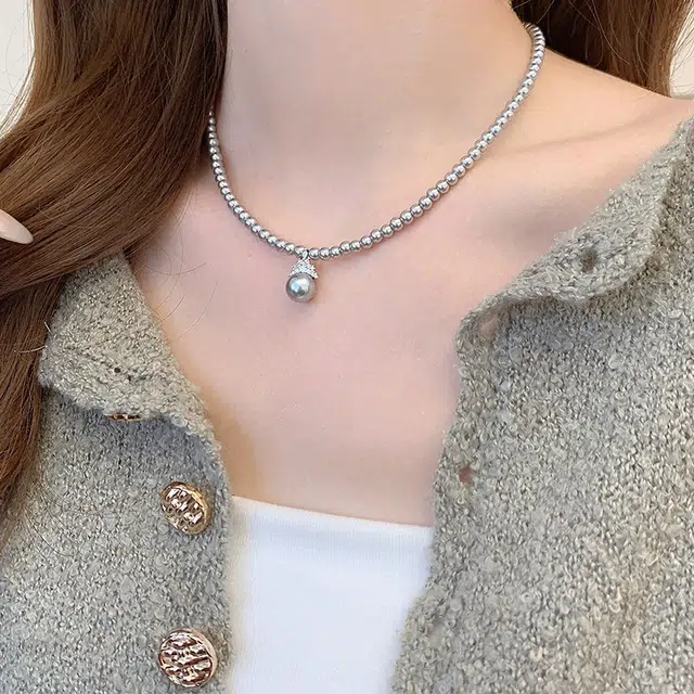 都爵 高级感毛衣链 锆石珍珠 项链 女款