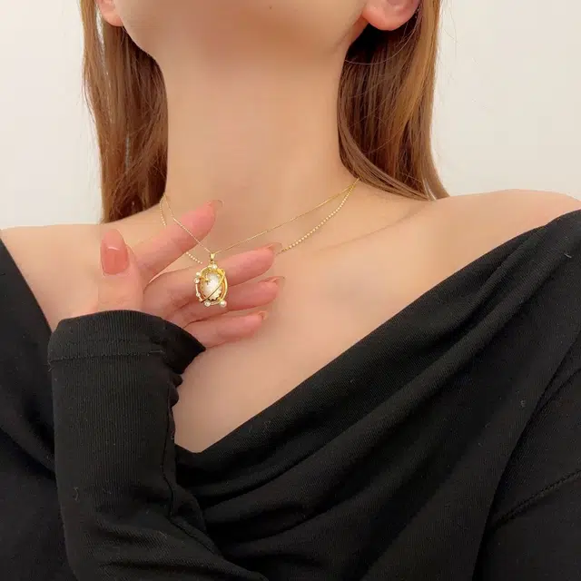 都爵 梦幻小众设计星球吊坠气质双层叠戴式设计 人造珍珠 项链 女款