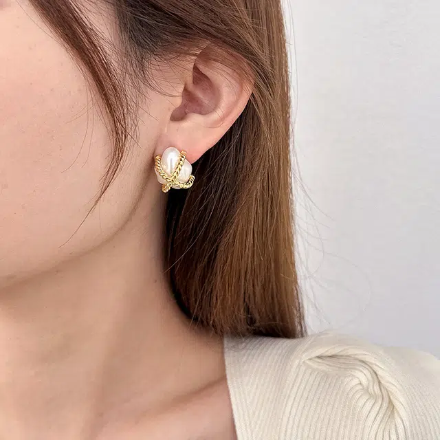 都爵 复古金属仿巴洛克仿珍珠 黄铜 耳环 女款
