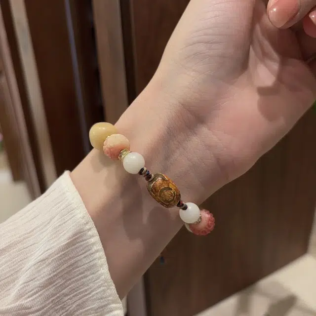 都爵 复古金典文玩多巴胺配色手工编制小众民族风抽拉式个性古韵 石头 手链 男女同款情侣款