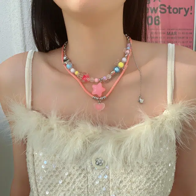 都爵 多巴胺彩色 小众轻奢设计感双层叠戴饰品 钛钢 项链 女款