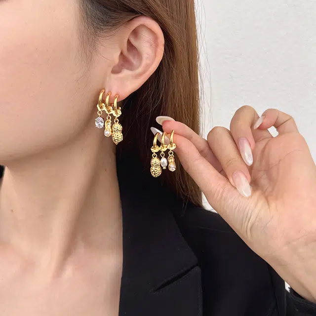 都爵 冷谈风花生轻奢小众 锆石仿珍珠 耳环 女款