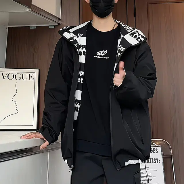 半空山 半空山美式高街纯色基础款三防高级设计简约拉链大口袋双面穿飞行员夹克 男女同款