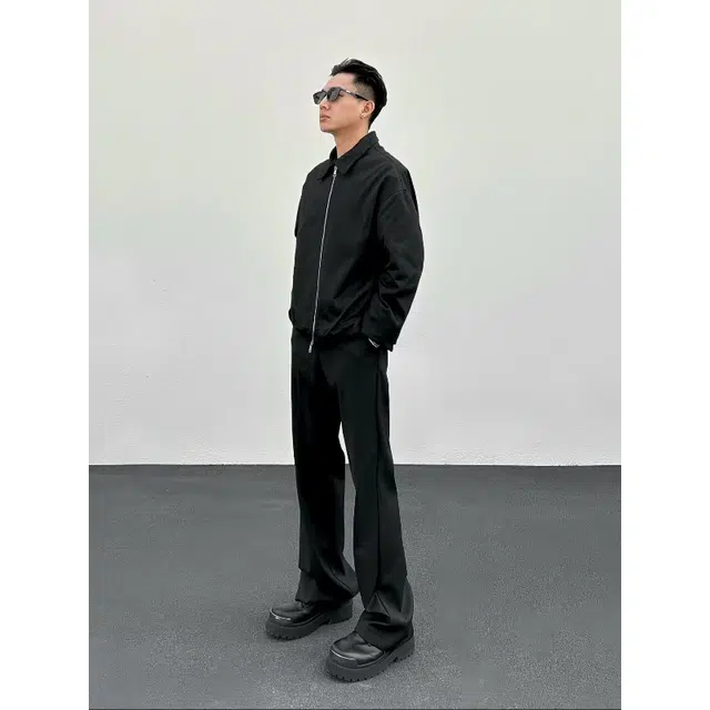 半空山 美式弹力纯色薄款百搭宽松舒适通勤休闲拖地西装裤 男女同款