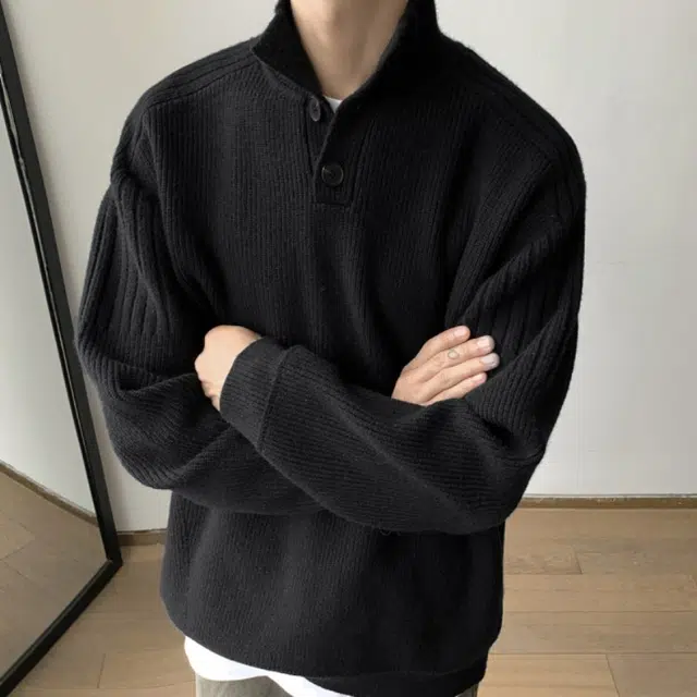 半空山 纯色简约高级感慵懒老钱风舒适内搭打底衫百搭潮流半高领套头针织衫 男女同款