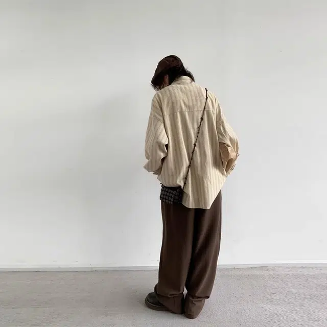 半空山 新中式竖条纹纯色高品质复古宽松休闲简约时尚长袖衬衫 男女同款