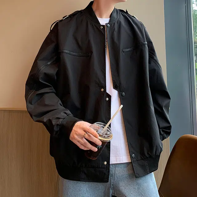 半空山 美式纯色简约机能风休闲时尚舒适百搭无性别主义日常通行潮流基础款夹克 男女同款