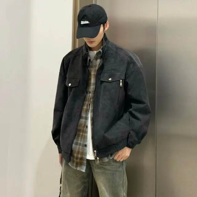 半空山 美式复古高街雾面扎染哈灵顿痞帅潮流底特律高质感宽松百搭日常通勤工装立领夹克外套 男女同款