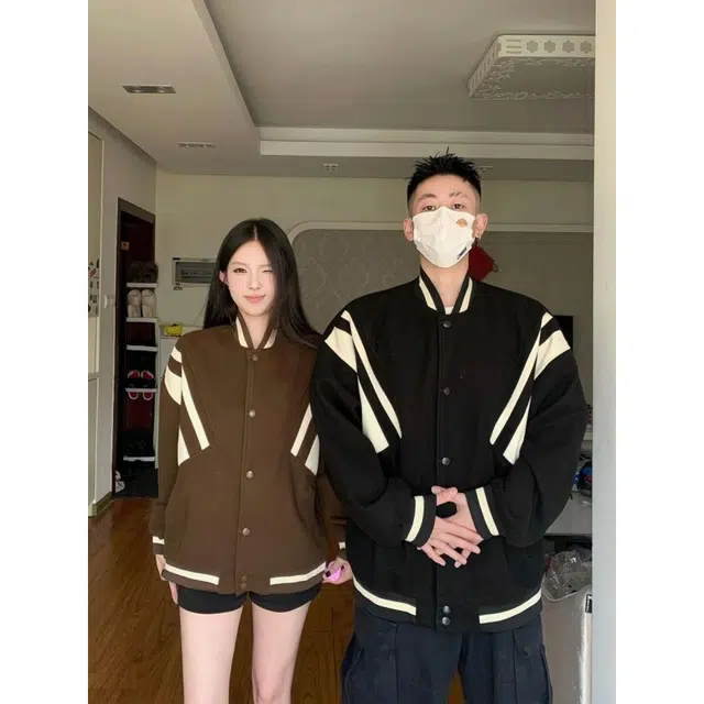 半空山  美式复古高街解构拼接撞色毛呢面料个性小众设计感潮流时尚百搭宽松舒适日常通勤无性别情侣棒球服 男女同款