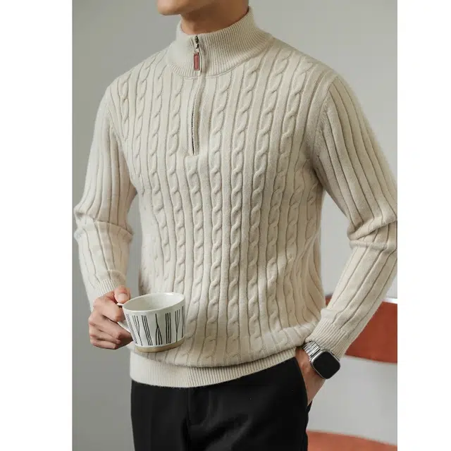 半空山 纯色简约百搭潮流长袖针织衫 男女同款