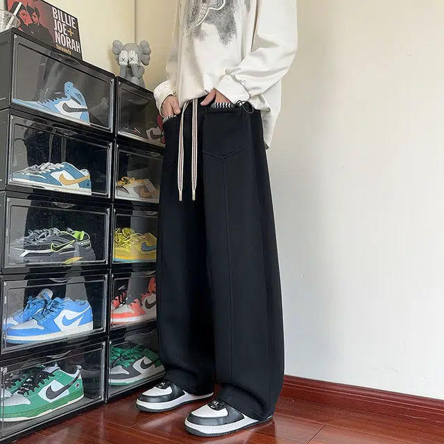 半空山 【口袋装反了】美式经典高级质感纯色宽松柔软舒适线条设计感痞帅耐磨时尚百搭长裤休闲裤 男女同款