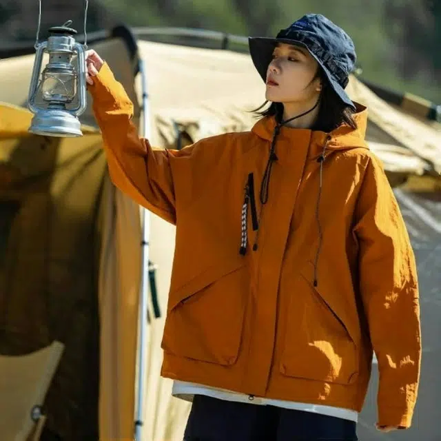 半空山 山系户外三防防风机能连帽衣短外套多口袋拉链日系工装露营登山飞行员潮流时尚百搭宽松舒适夹克 男女同款