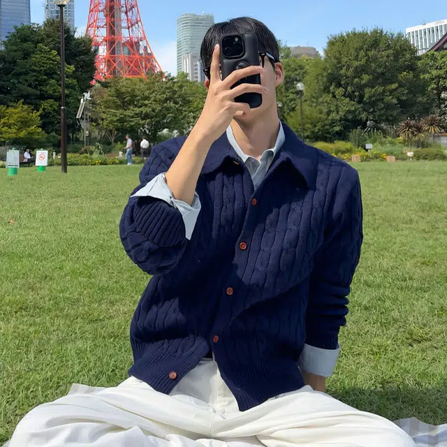 半空山 韩系慵懒风粗麻花高级感开衫外套软糯舒适亲肤透气翻领针织衫 男女同款