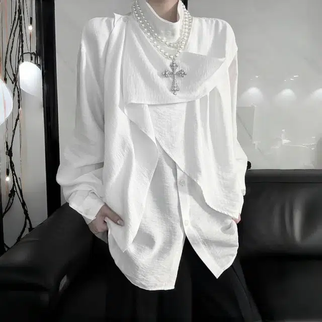 半空山 欧美绅士感小众复古气质小衫无性别主义纽扣文艺风时尚衬衫 男女同款