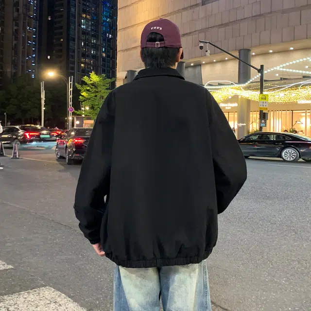 半空山 半空山美式复古高街纯色撞色灯芯绒翻领纯棉厚实潮流时尚百搭宽松舒适夹克 男女同款