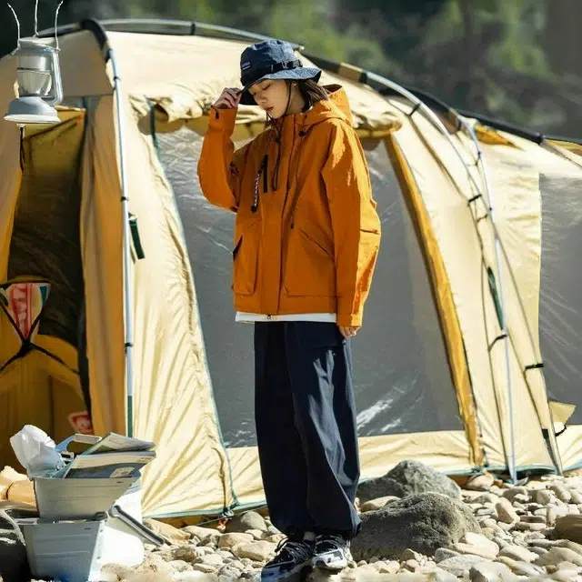 半空山 山系户外三防防风机能连帽衣短外套多口袋拉链日系工装露营登山飞行员潮流时尚百搭宽松舒适夹克 男女同款