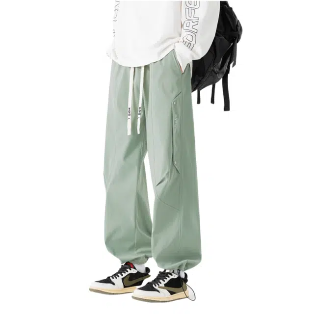 半空山 美式纯色简约基础款解构拼接设计运动多巴胺潮流宽松百搭直筒休闲裤 男女同款