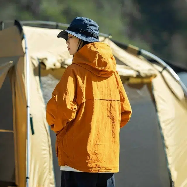 半空山 山系户外三防防风机能连帽衣短外套多口袋拉链日系工装露营登山飞行员潮流时尚百搭宽松舒适夹克 男女同款