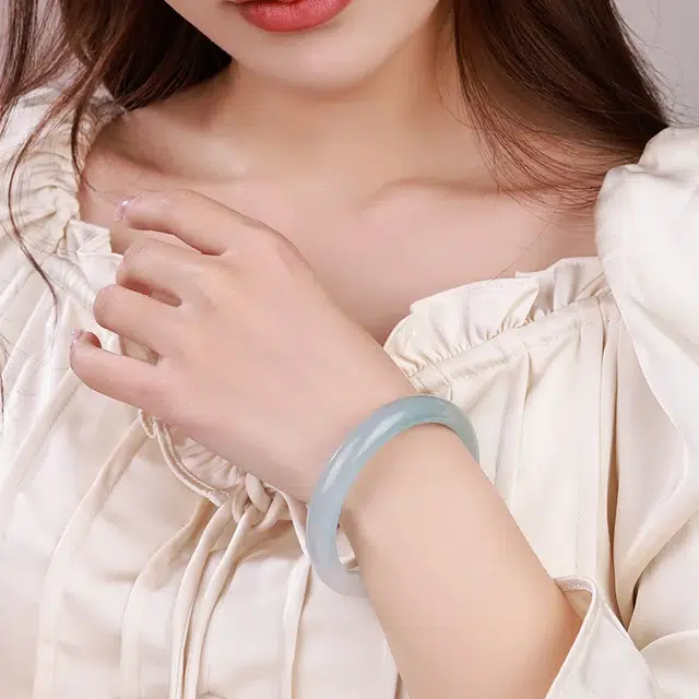 兰慕茵诺 新中式国潮古风美人镯 清冷优雅 天空蓝 轻奢小众温婉典雅 #好运 玉髓 手镯 女款